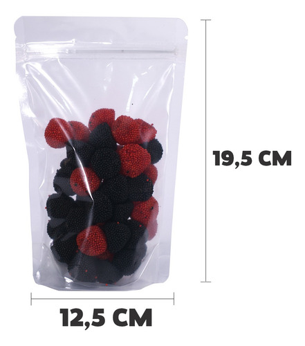 10 Saquinho Abre Fecha Stand Up Pouch 12,5x19,5 Transparente