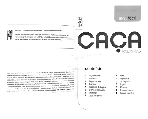 Caça Palavras - Nível Fácil - Livro 21 - Equipe Coquetel - 9788579026003  com o Melhor Preço é no Zoom