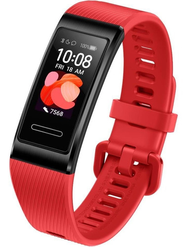 Huawei Band 4 Pro 0.95" caja de  metal y plástico de ingeniería, malla  cinnabar red de  goma de silicona TER-B19S