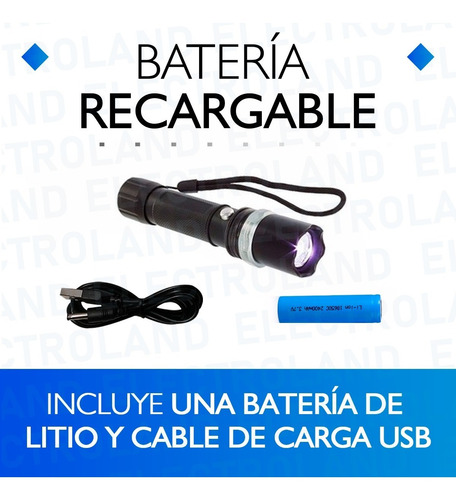 Imagen 4 de 10 de Linterna Táctica Multifunción Led Baliza Zoom Recargable Usb