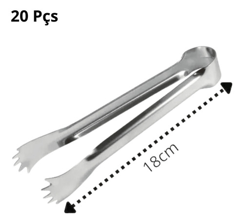 20 Pegadores De Aço Inox Multiuso Carnes Petisco Gelo Drinks