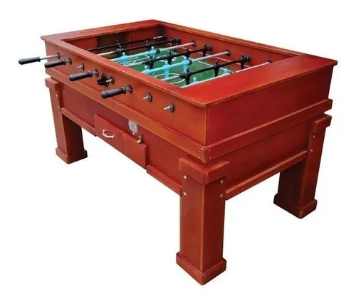 Futbolito Brasil Jogos e Bilhar Comercial color barniz marrón con jugadores de aluminio y pelotas incluidas
