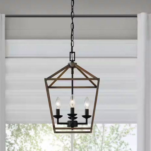 Lampara De Techo Rustica De Madera Sintetica 4 Luces 12'' Estructura Marrón