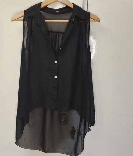 Blusa De Gasa Color Negra, Solo Un Uso,talle M