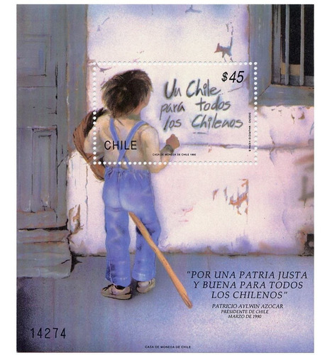 Bk49 Block Souvenir Un Chile Para Todos 1990