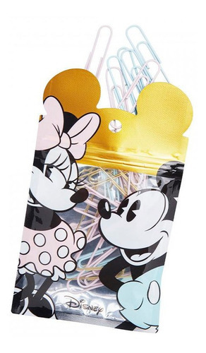 Paper Clips Mooving Mickey Y Minnie 50mm X25 Unidades Color Pastel Y Dorados