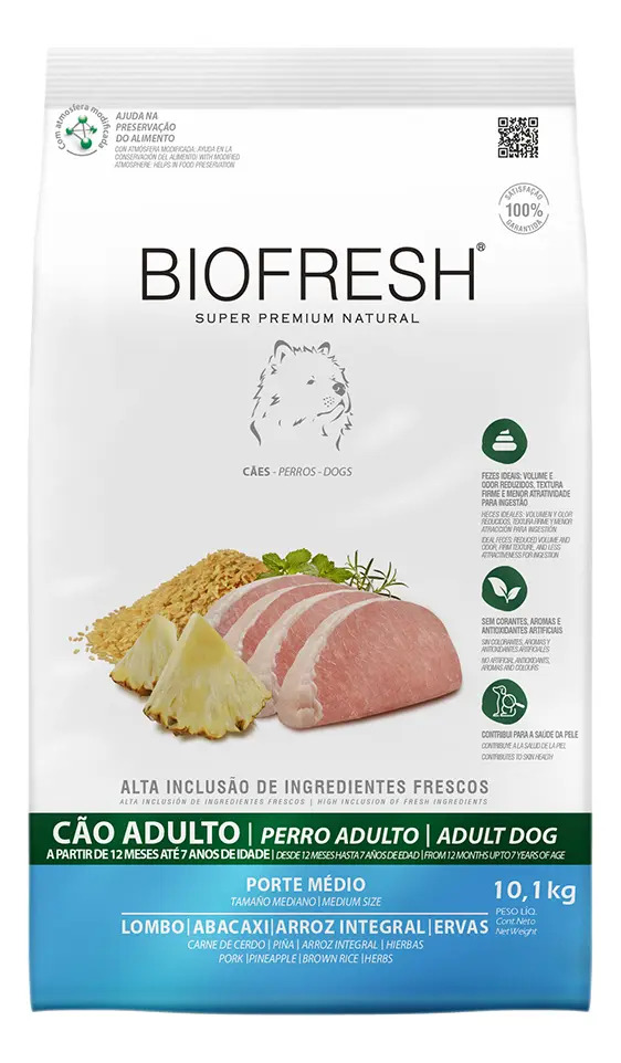 Ração Biofresh Cães Adultos Raças Médias Lombo Abacaxi10,1kg