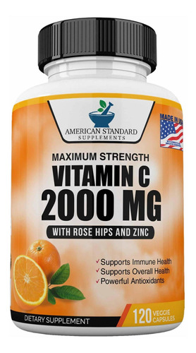 Vitamina C 2000 Mg Con Zinc 40 Mg Por Porcin Y Extracto De E