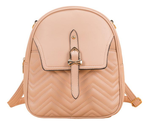 Bolsa Mochilete Feminina Compacta E Funcional P/ O Dia A Dia Cor Bege