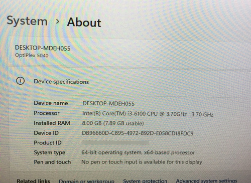 Cpu Dell Optiplex 5040 Intel Core I3-6100 Sku 1582 (Usado)