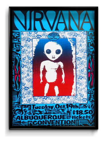 Cuadro Nirvana Poster Concierto 35x50 (marco+lámina+vidrio)