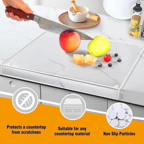 Tabla de Cortar Acrílica Portátil con Labio, Tabla de Cortar Transparente para Encimera de Cocina, Tablas Para Picar Alimentos Y Quesos ,Tabla de Cortar Antideslizante y Gruesa para Pan Carne Verduras