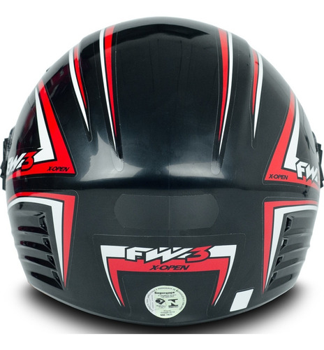 Imagem 6 de 6 de Capacete Moto Aberto X Open Preto Vermelho Viseira Cristal