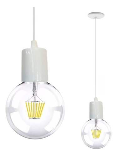 Colgante Simple 1 Luz Para Lampara E27 Blanco Spl