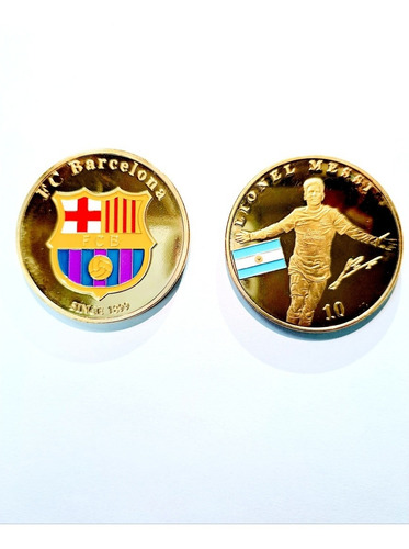 Moneda Lionel Messi Barcelona Número 10 Chapada En Oro