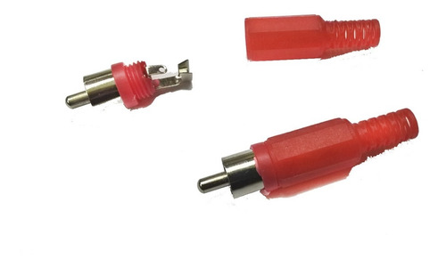 Combo 50 Fichas Rca Macho Plásticas Color Rojo