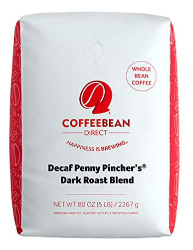 Café Descafeinado Oscuro, Grano Entero, 5 Lb.