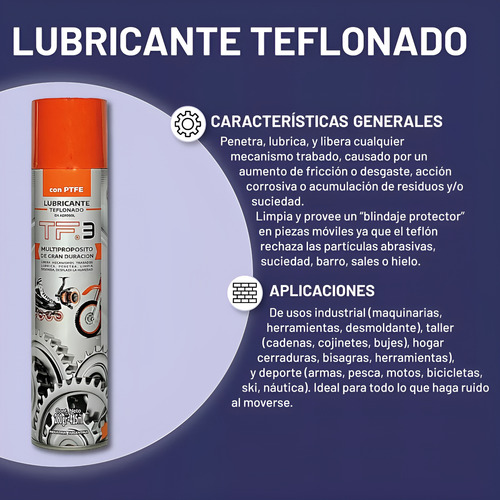 Lubricante Multipropósito Teflonado Tf3 415ml X 12 Unidades