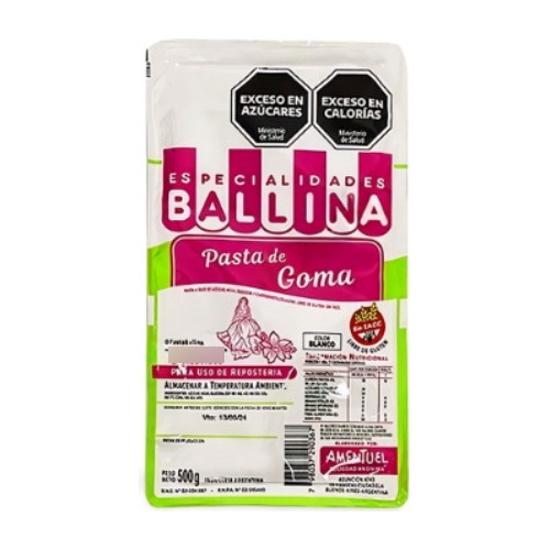 Pasta De Goma Ballina Blanca X 500 Gr Sin Tacc 