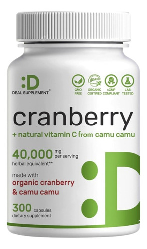Cranberry Arandanos 40.000 Mgs 300 Capsulas Con Vitamina C