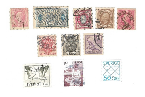 Lt1647. Lote De 11 Sellos De Suecia, 1886-1985