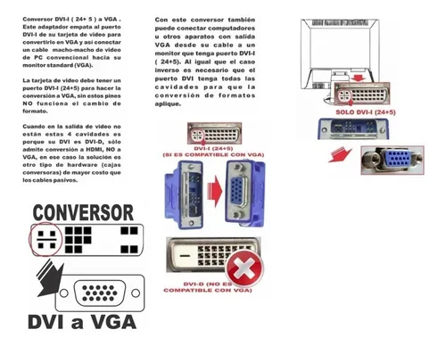 Convertidor De Video Dvi01 Dvi Macho A Vga Hembra 24-5