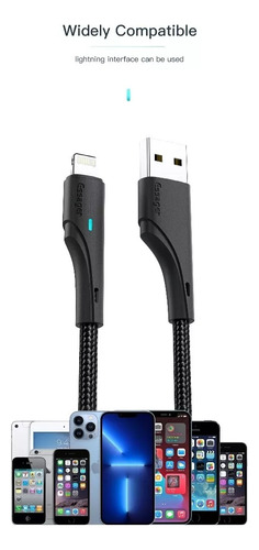 Cable Lightning 2 Metros Led Uso Rudo Para iPhone iPad