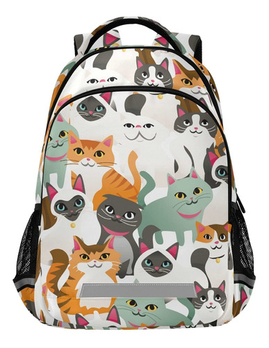 Cute Cat Kitten Print Cartoon Mochila Monedero Para Muj...