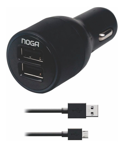 Cargador Auto 2.1a 2 Puertos + Cable Micro Usb Noga