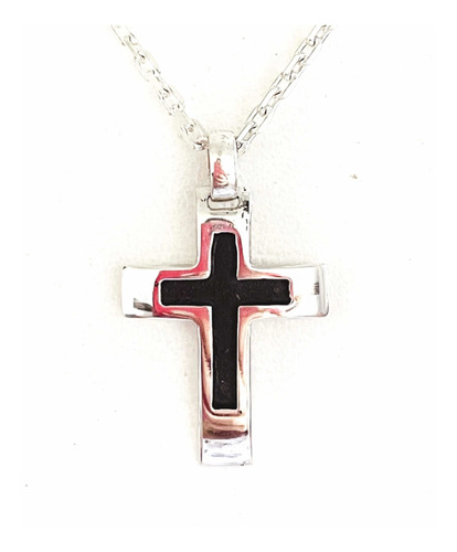 Conjunto Cruz Con Centro Grande  Y Cadena Plata.sg-joyería