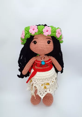 Boneca Moana 35cm Em Crochê/amigurumi.