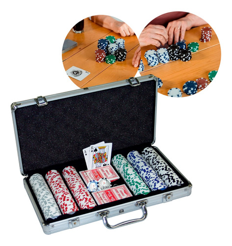 Set Poker 300 Fichas Naipes Juego  Profesional + Maletin