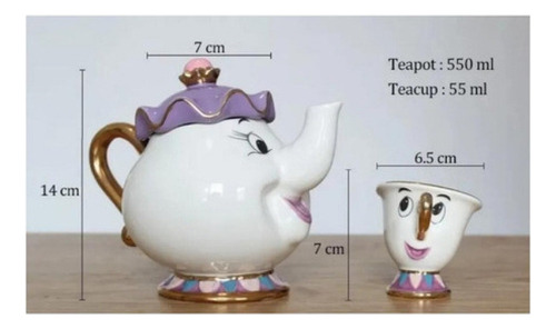 A Bela E A Fera Lady Lind Cup Bule E Xícara