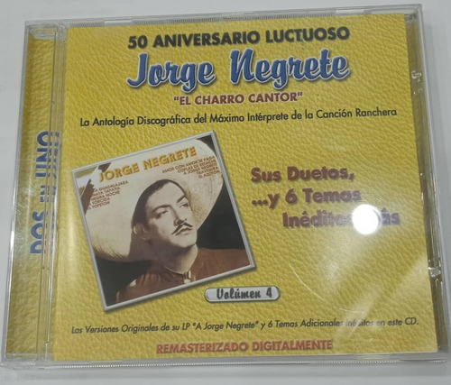 Jorge Negrete El Charro Cantor Vol. 4 Cd Original Us Qqc, Mz