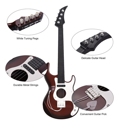 Guitarra Musical Y Bajo Para Niños, Mini De Simulación De 4