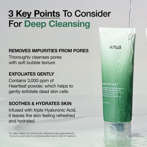 Flespuma De Limpeza Profunda Anua Heartleaf Quercetinol Pore
