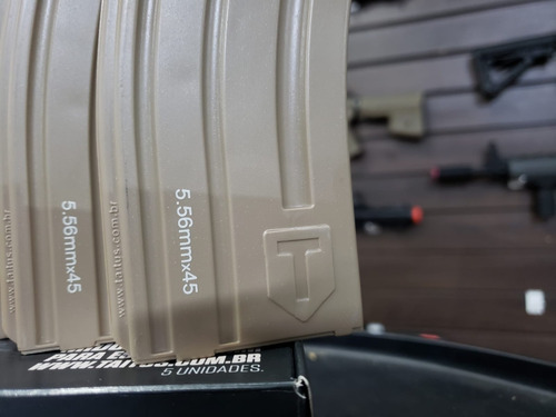 Imagem 4 de 6 de Combo 5x Airsoft Magazine Carregador M4 Mid Cap 120bbs Tan