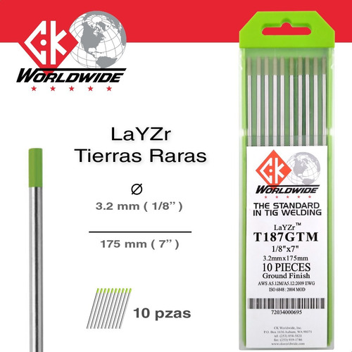 Ck Layzr - Electrodo Tunsgteno Tig Tierras | 3.2mm 1/8