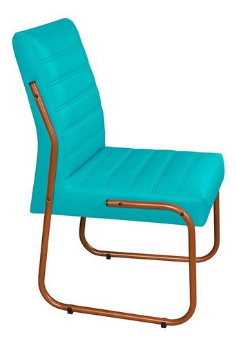 Conjunto Com 4 Cadeira Jade Sala De Jantar Couro Sintético Cor da estrutura da cadeira Bronze Cor do assento Azul-turquesa Desenho do tecido Liso