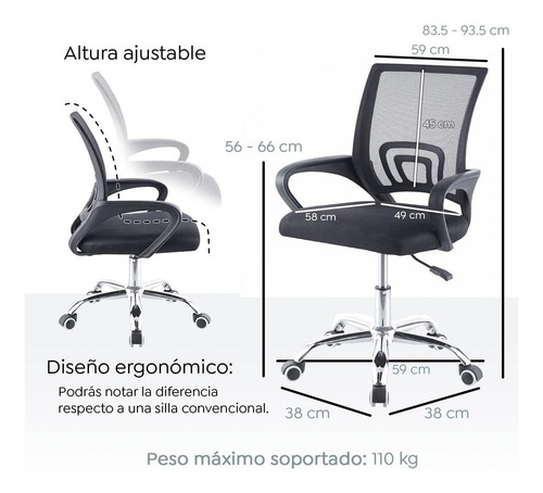 Imagen 8 de 10 de Silla De Oficina Imback Escritorio Ejecutiva Ergonomica