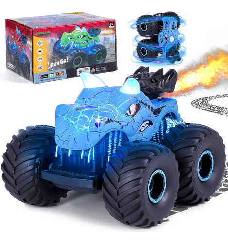 Dinosaurio Stunt Monster Truck Con Jet Y Rugido, Luces Led