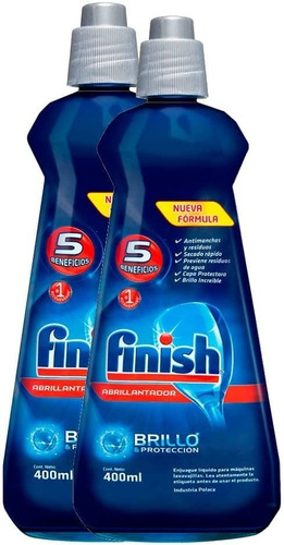 Finish Liquido Abrillantador, Rinse Aid, 2 Pzs De 400ml