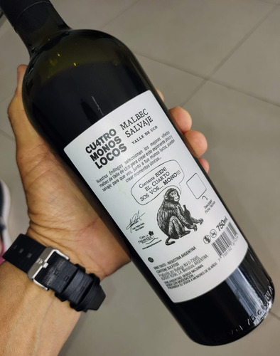 Vino Malbec Cuatro Monos Locos 2024 - Valle De Uco 750 Ml X4
