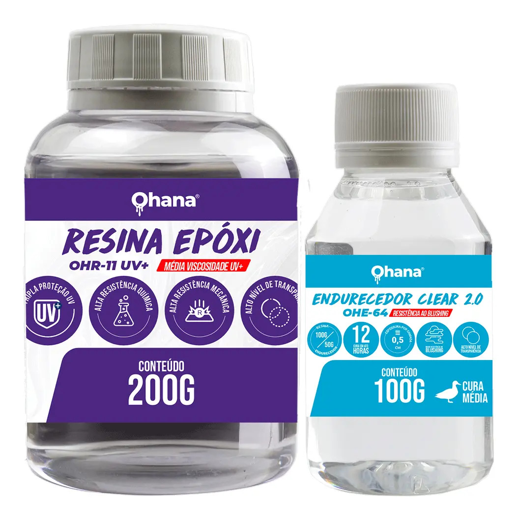 Resina Epóxi Média Viscosidade Ohana Químicos Clear 2.0 UV 300g