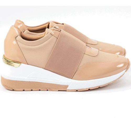 Tênis Feminino Casual Anabela Via Uno Elástico Nude 10207