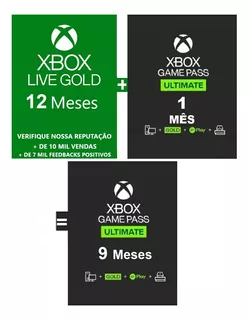 Xbox Game Pass Ultimate -12 Meses Live Gold + 1 Mês Ultimate