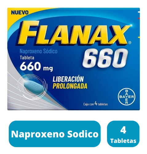Flanax 660 Mg Naproxeno Sódico Caja Con 4 Tabletas