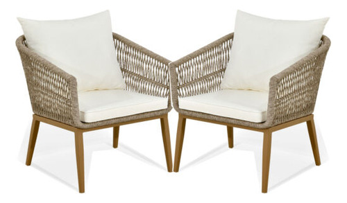 Outdoor Patio Rattan Chair Set Of 2 Wicker Dining Armcha Eem