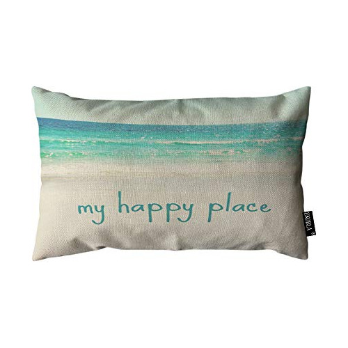 Funda De Almohada Temática De Playa  Mi Lugar Feliz , ...