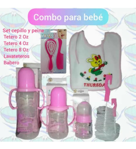 Set 3 Teteros Bebe + Cepillo Y Peine, Oferta, Regalo..